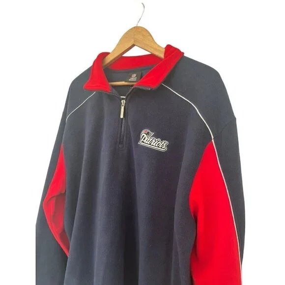 NFL Team Apparel Reebok Men's Sz XL Blue Patriots Fleece Pullover Jacket - Picture 2 of 8